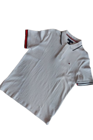 Tommy Hilfiger White Polo with Red Collar Detail