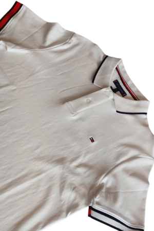 Tommy Hilfiger White Polo with Red Collar Detail
