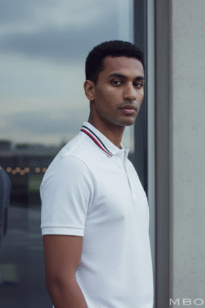 Tommy Hilfiger White Polo with Red Collar Detail
