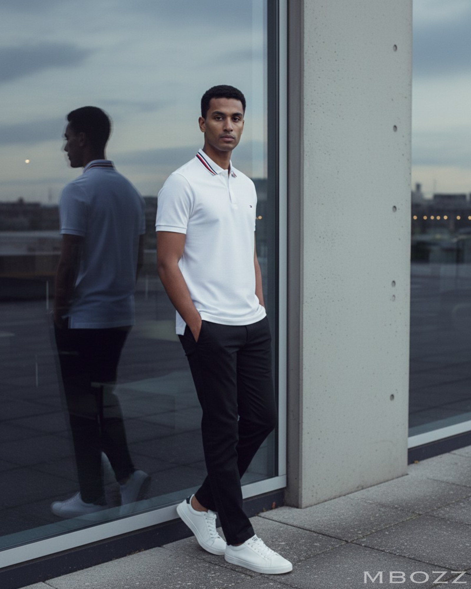 Tommy Hilfiger White Polo with Red Collar Detail