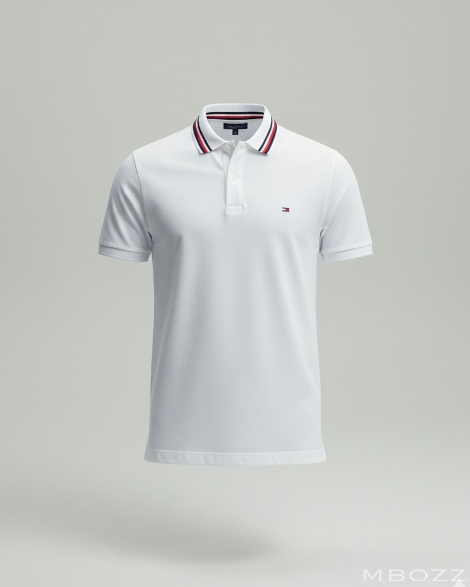 Tommy Hilfiger White Polo with Red Collar Detail