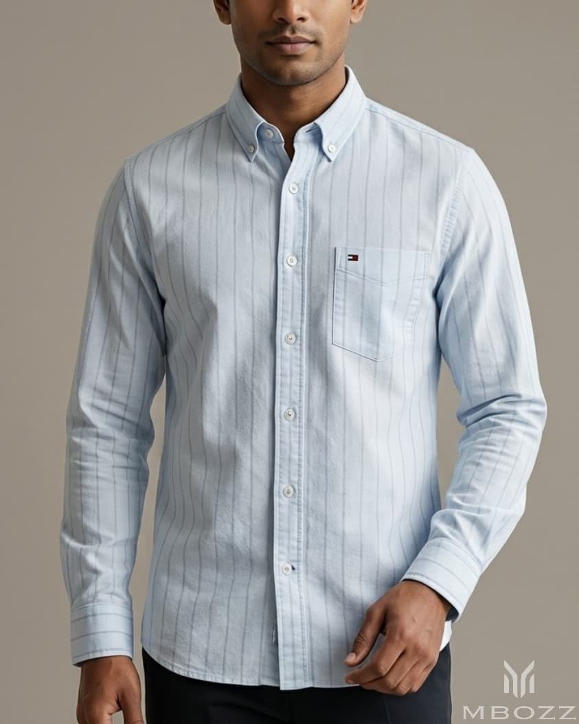 Tommy Hilfiger Sky Blue Striped Long Sleeve Shirt