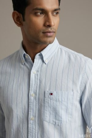 Tommy Hilfiger Sky Blue Striped Long Sleeve Shirt